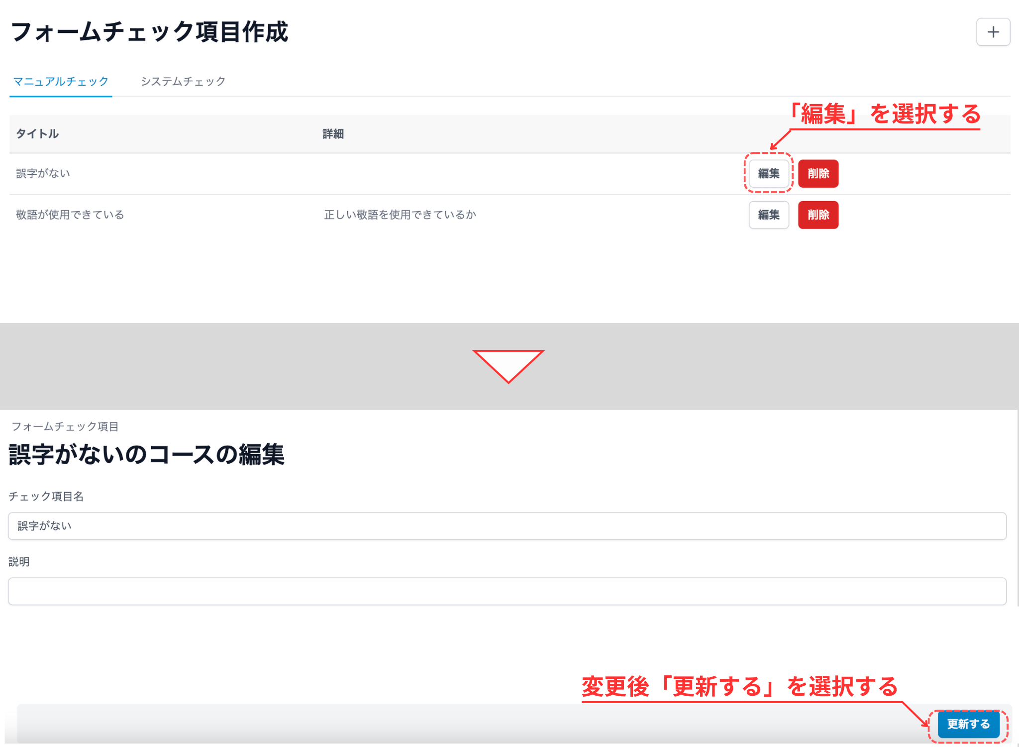 チェック項編集